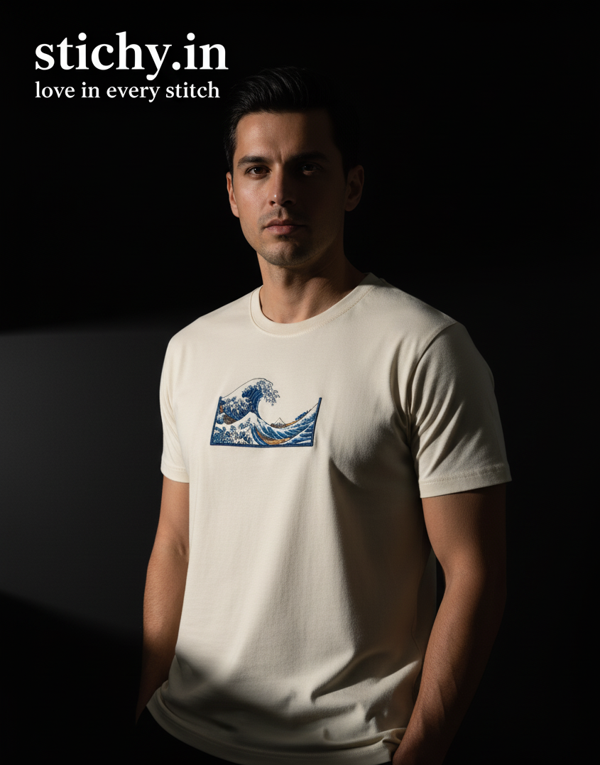 Embroidery wave T-SHIRT