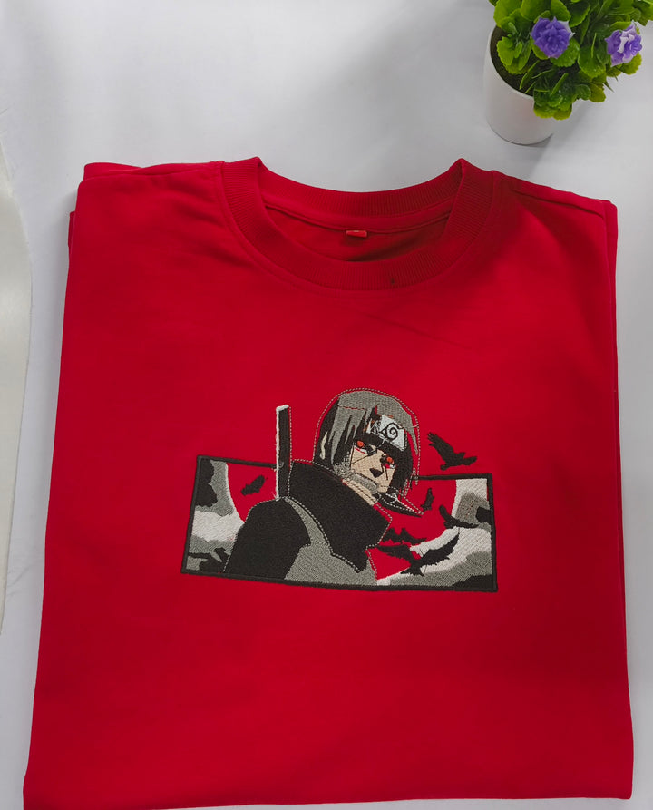 Channel the power of the Uchiha with iconic Itachi embroidery."