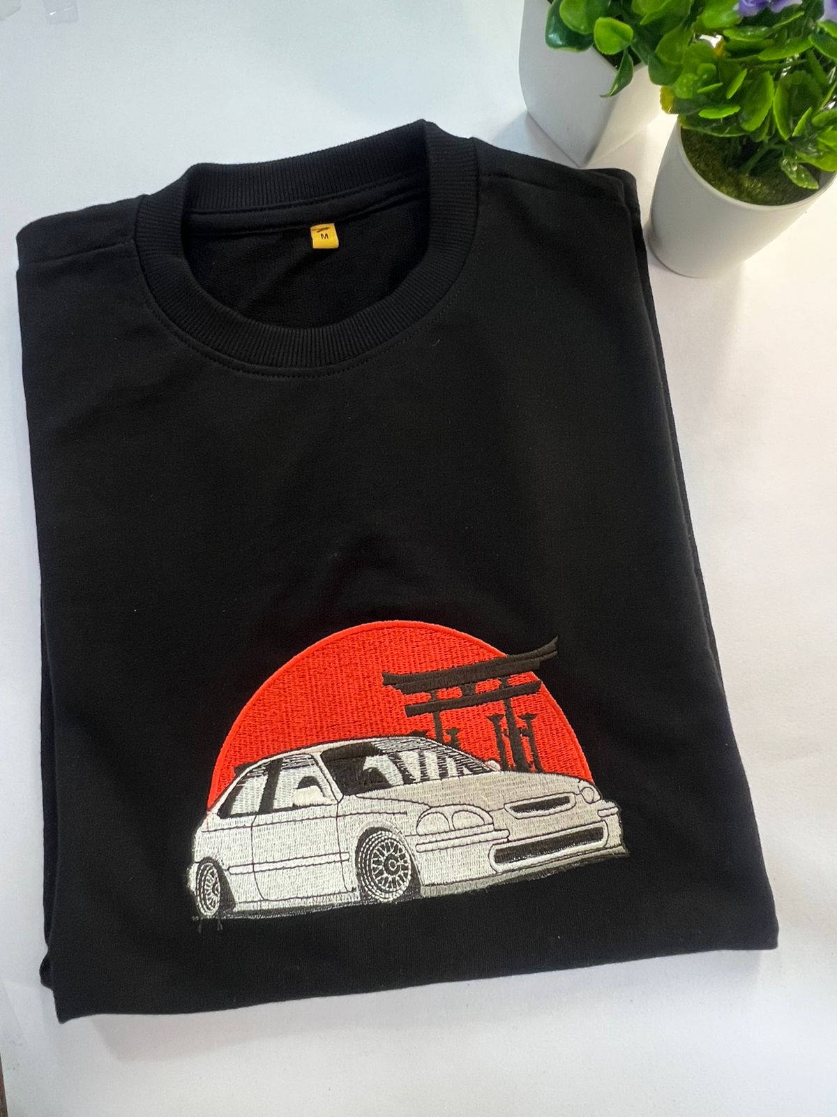 Oversized JDM Car Embroidered T-Shirt – 240 GSM"