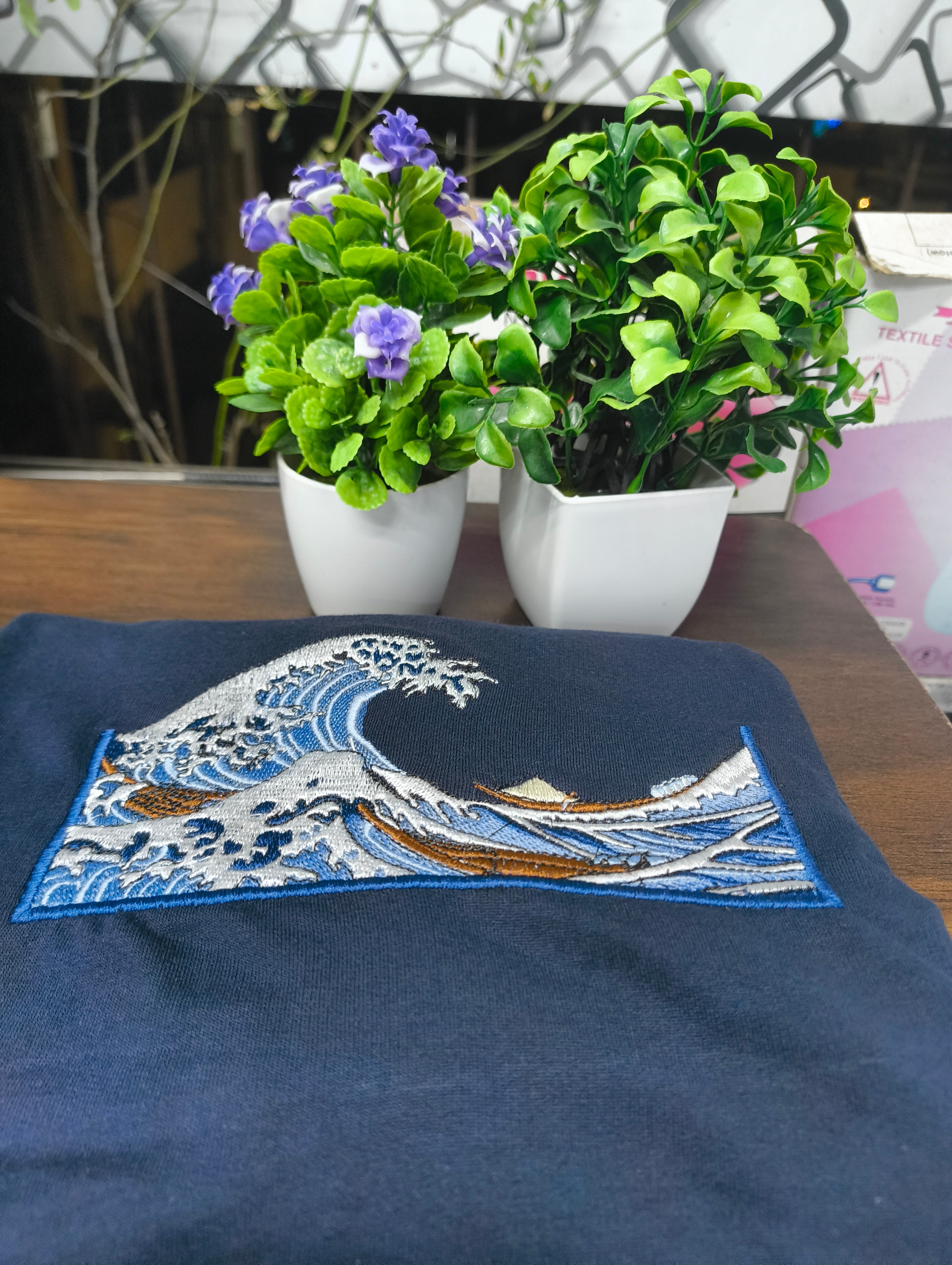 🌊 Ocean vibes stitched to perfection ✨
A wave of art you can wear with pride.