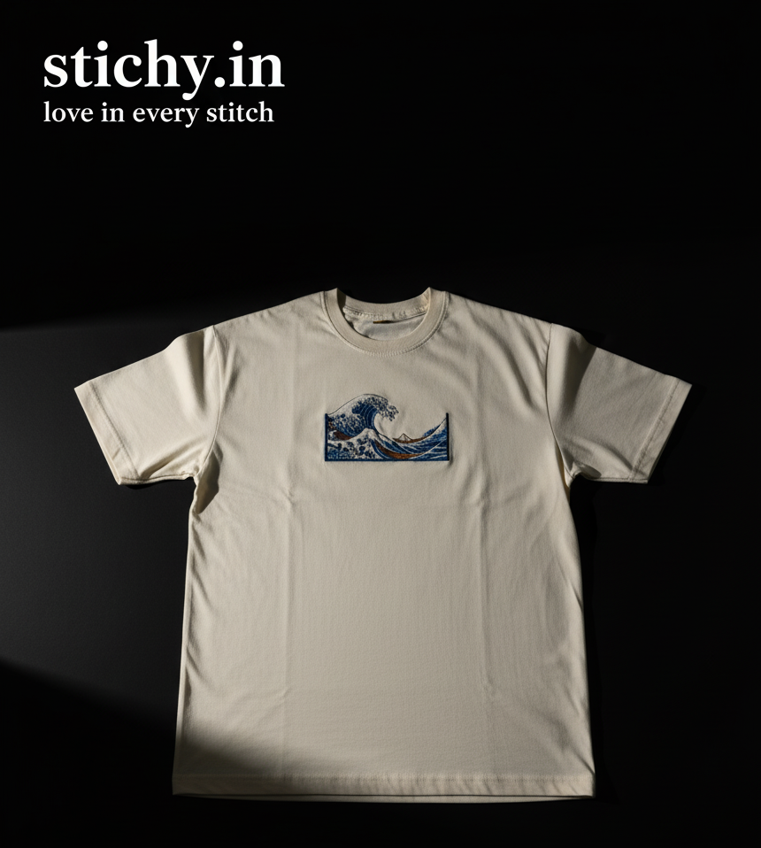 Embroidery wave T-SHIRT