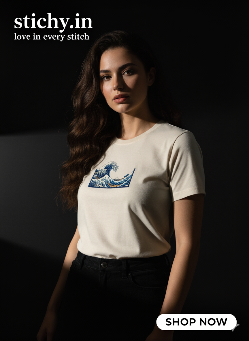 Embroidery wave T-SHIRT